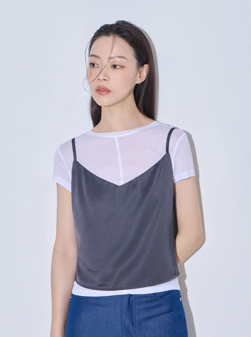 V領緞面背心