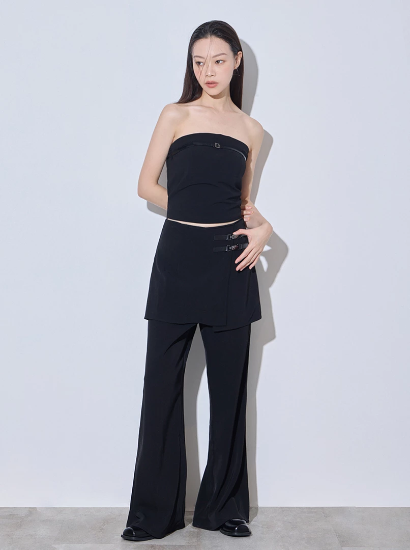 簡約皮革平口上衣