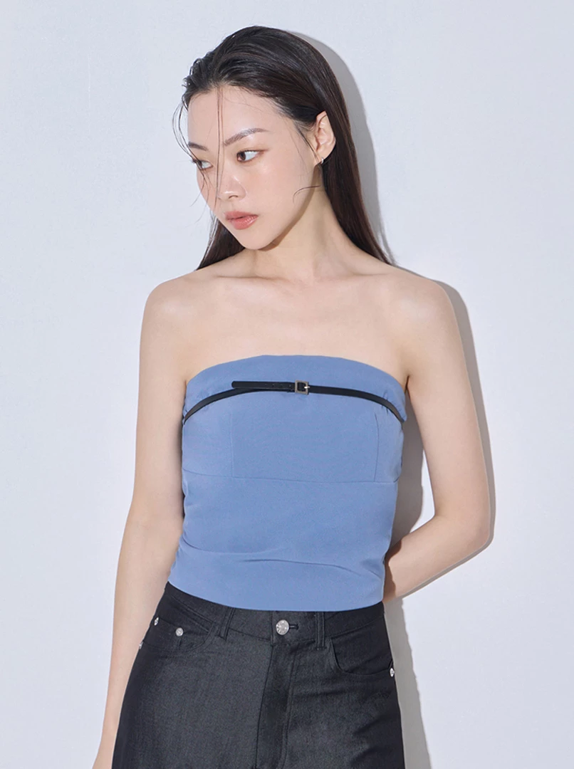 簡約皮革平口上衣