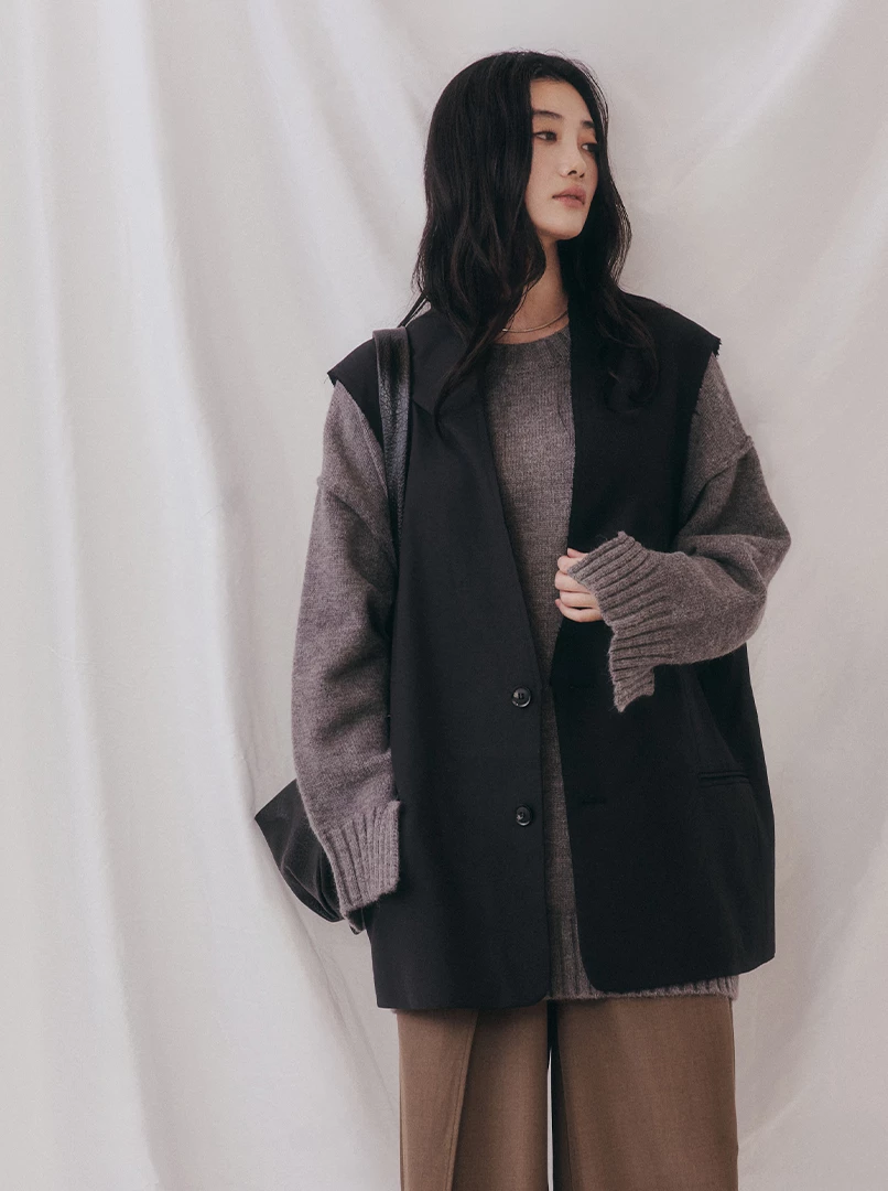 寬版俐落西裝背心