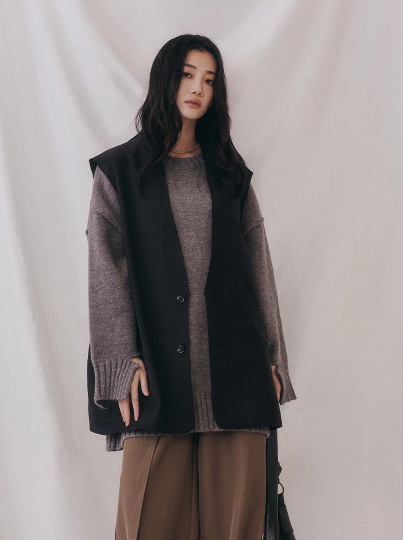 寬版俐落西裝背心