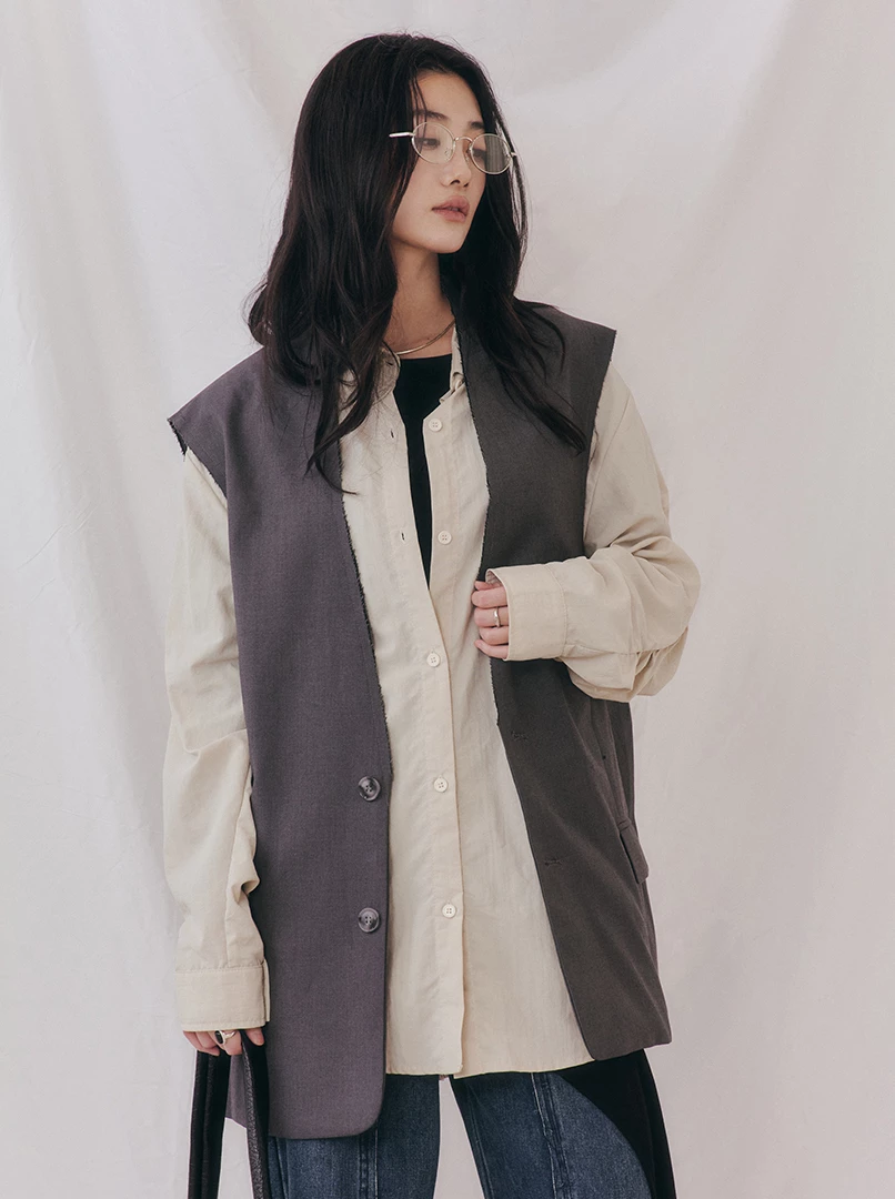 寬版俐落西裝背心