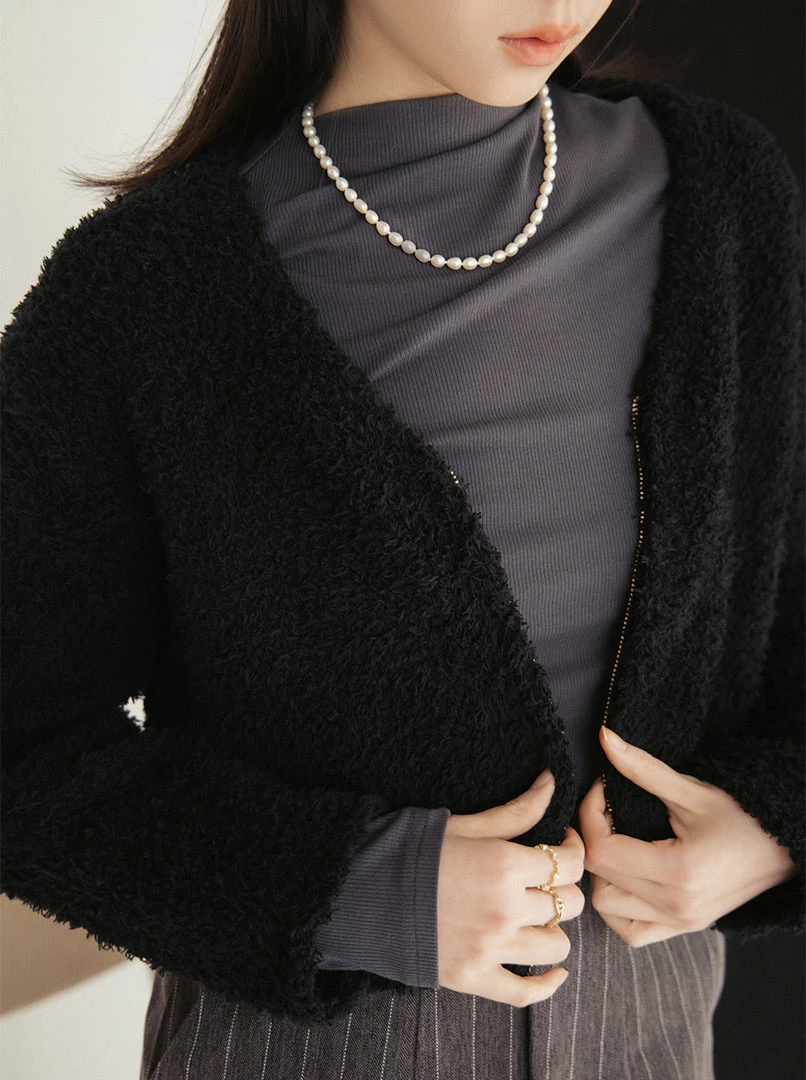 質感絨毛拉鍊外套