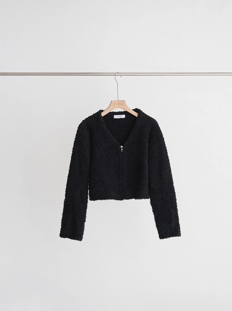 質感絨毛拉鍊外套