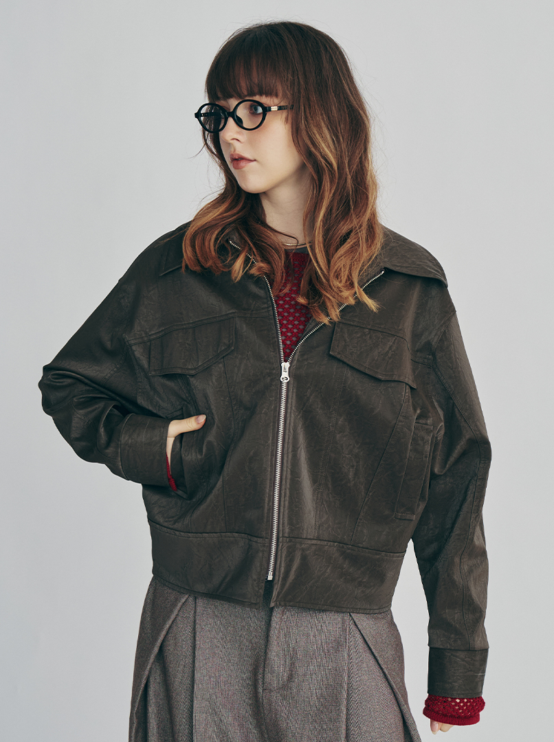 質感紋理皮革外套