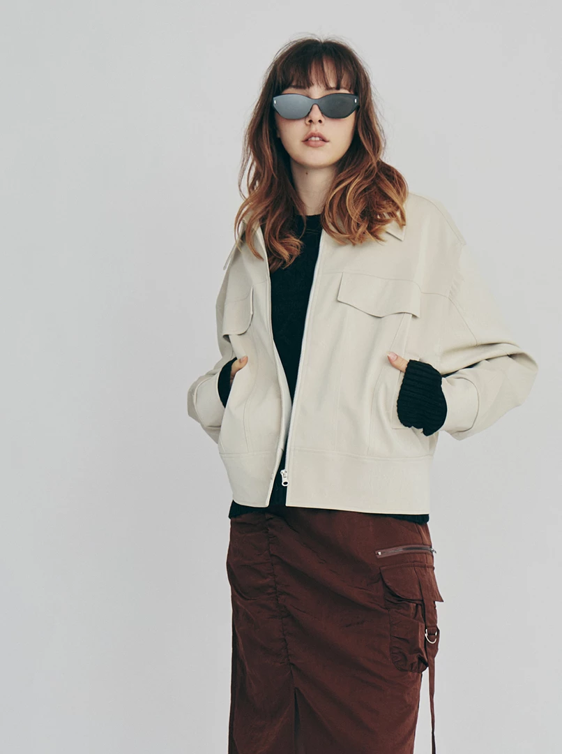 質感紋理皮革外套