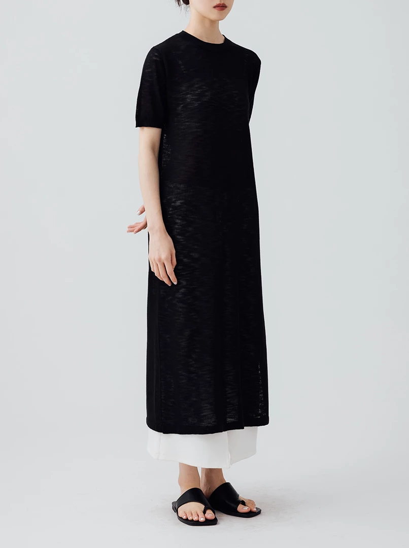 透膚涼感薄紗短袖長洋