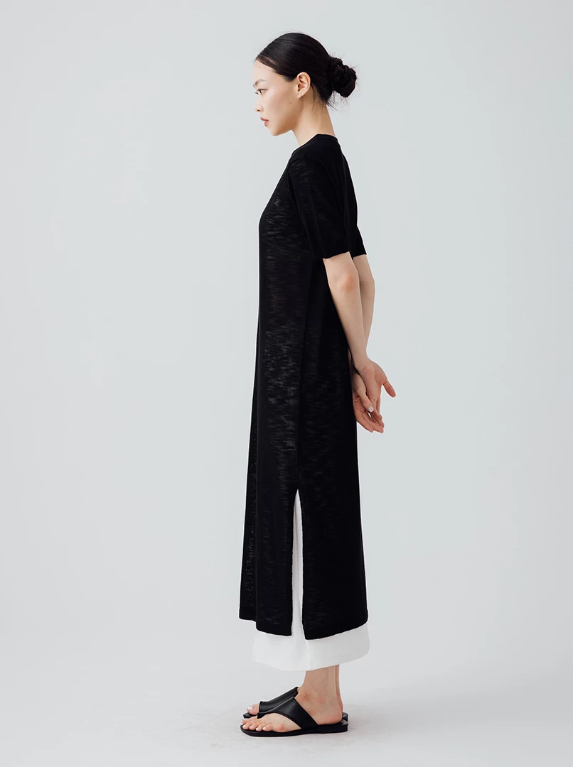 透膚涼感薄紗短袖長洋