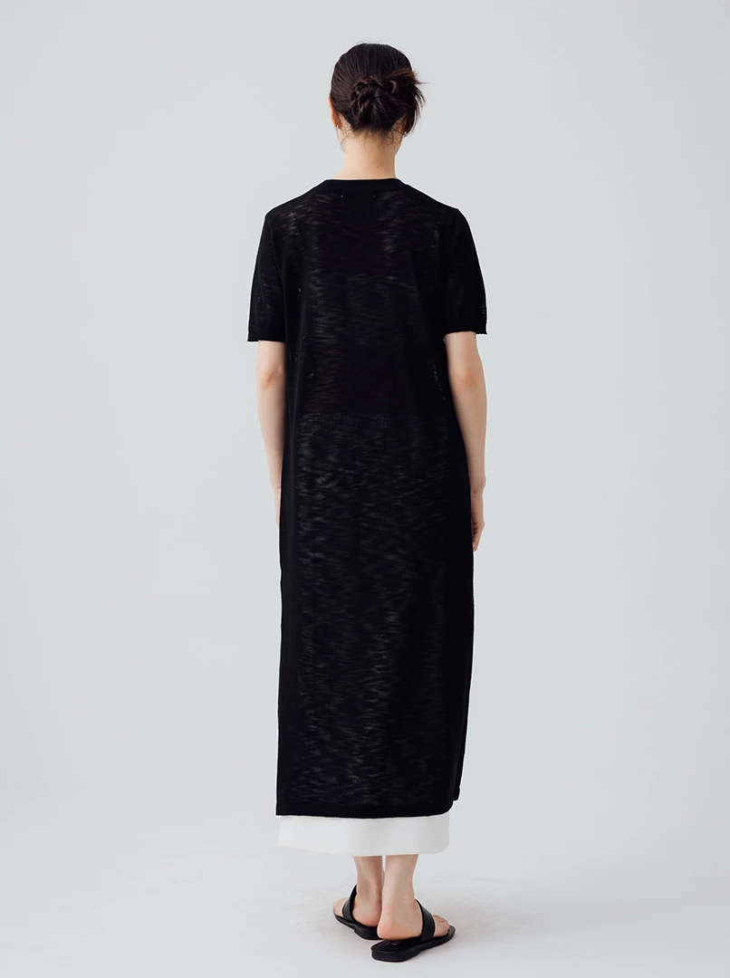 透膚涼感薄紗短袖長洋