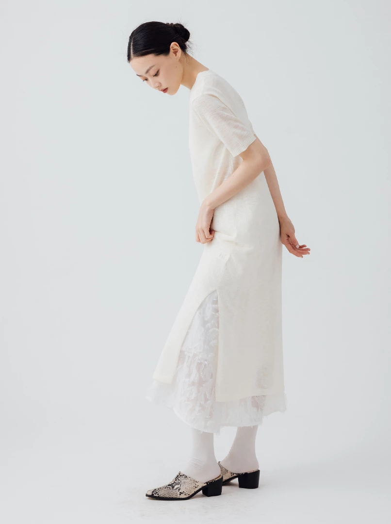 透膚涼感薄紗短袖長洋