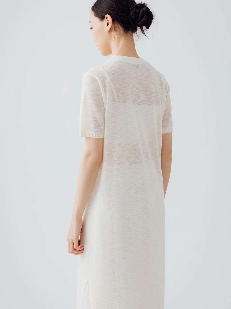 透膚涼感薄紗短袖長洋