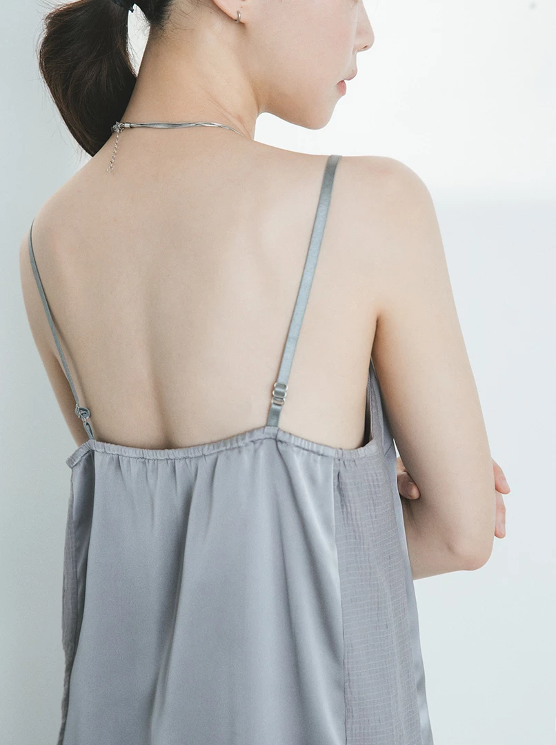 絲質拼接蕾絲長洋