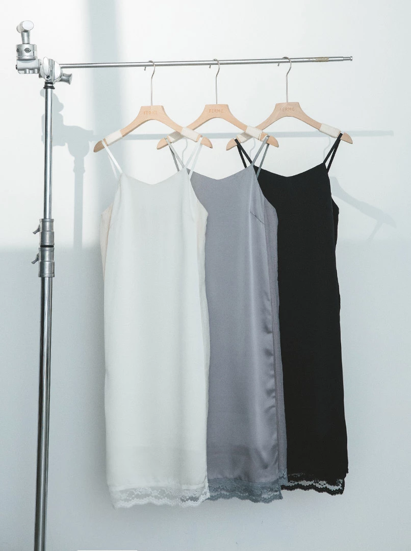 絲質拼接蕾絲長洋