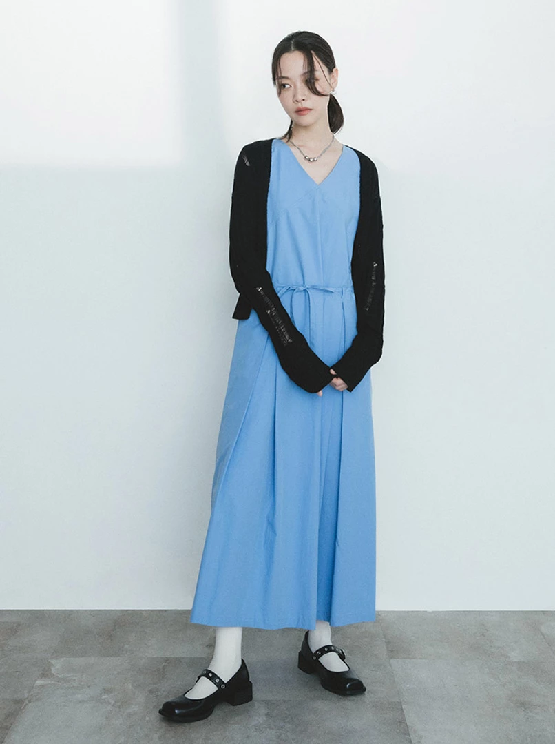 絲質綁帶造型長洋