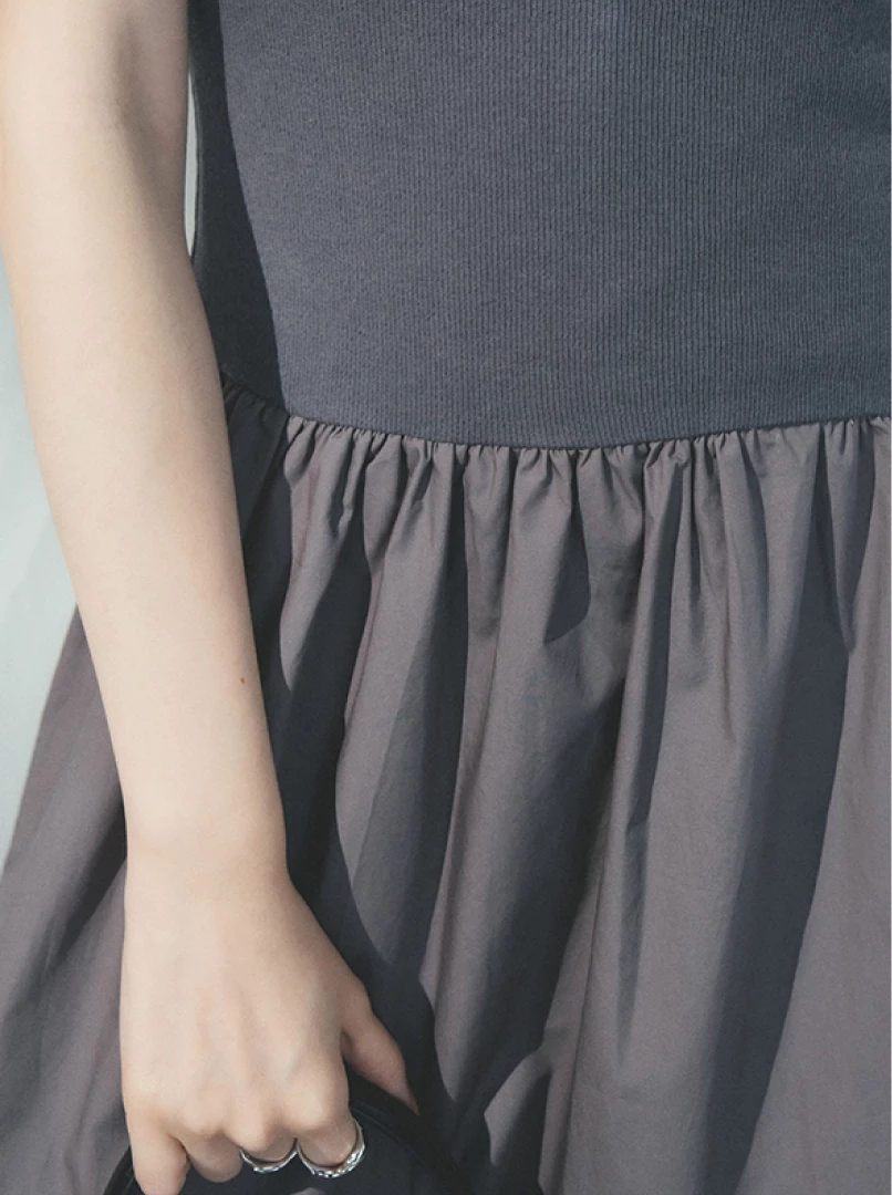 異材質拼接洋裝