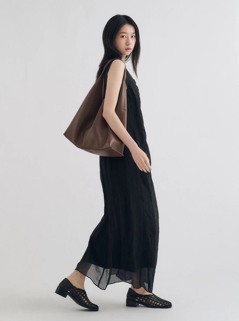 兩件式褶皺背心洋裝