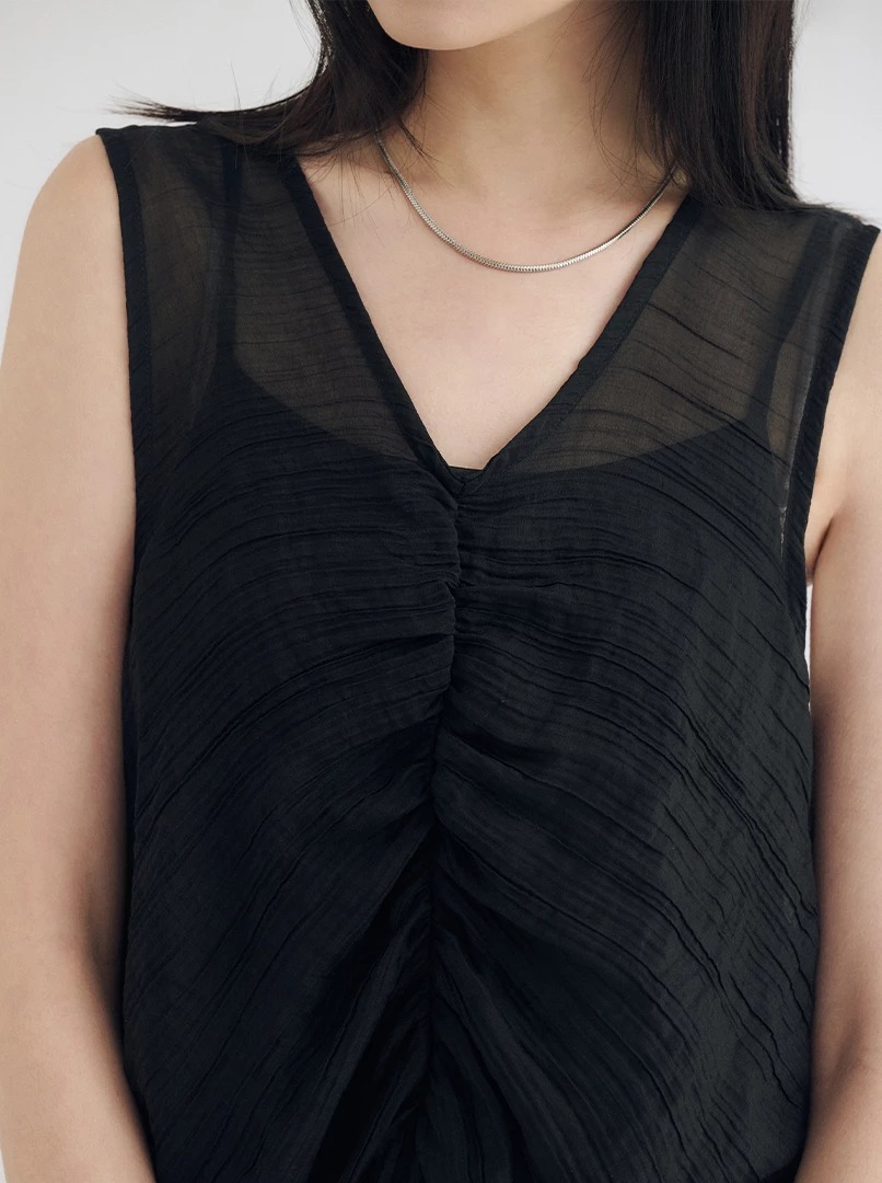 兩件式褶皺背心洋裝