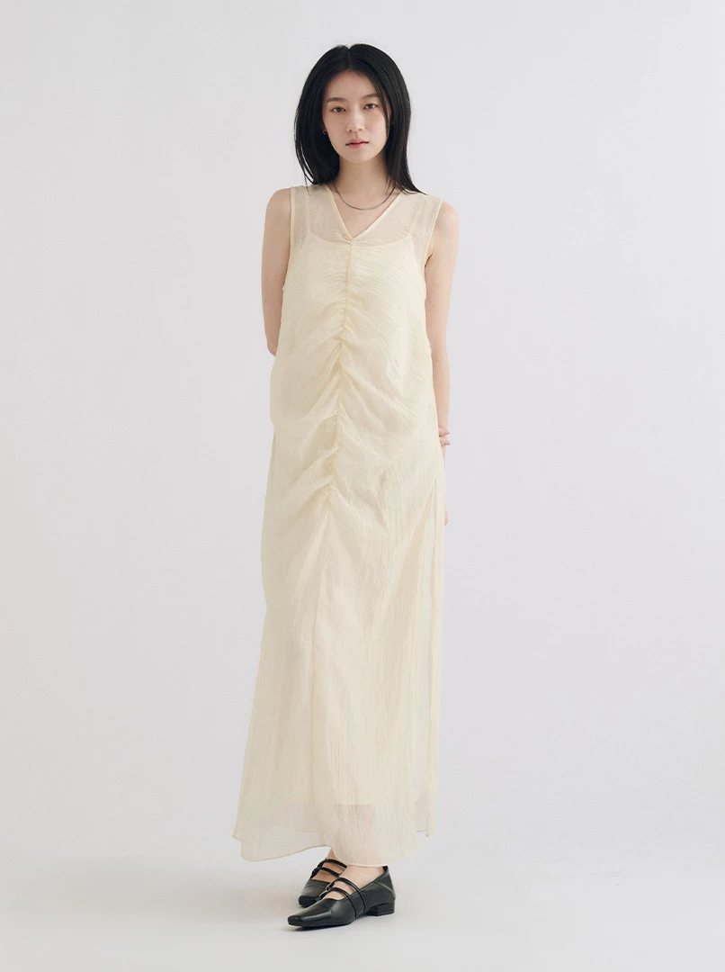 兩件式褶皺背心洋裝