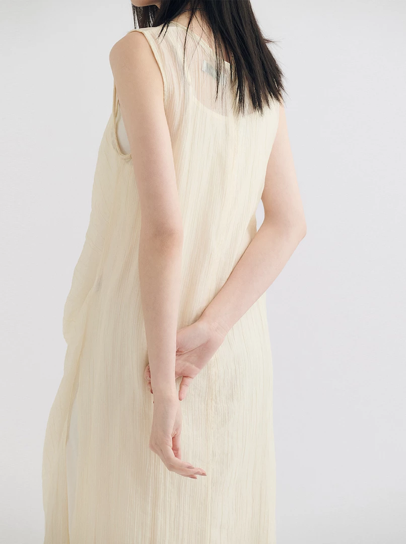 兩件式褶皺背心洋裝