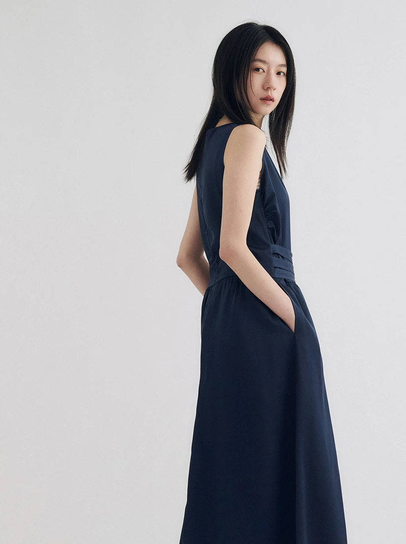 法式腰帶設計背心連身裙