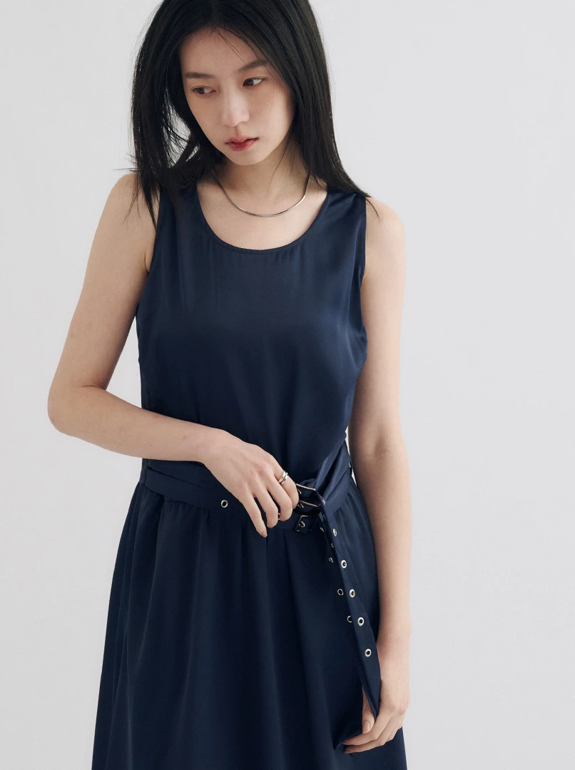 法式腰帶設計背心連身裙
