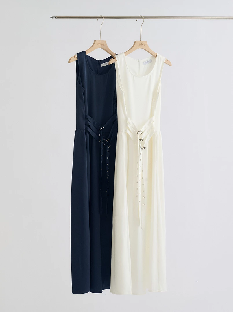 法式腰帶設計背心連身裙