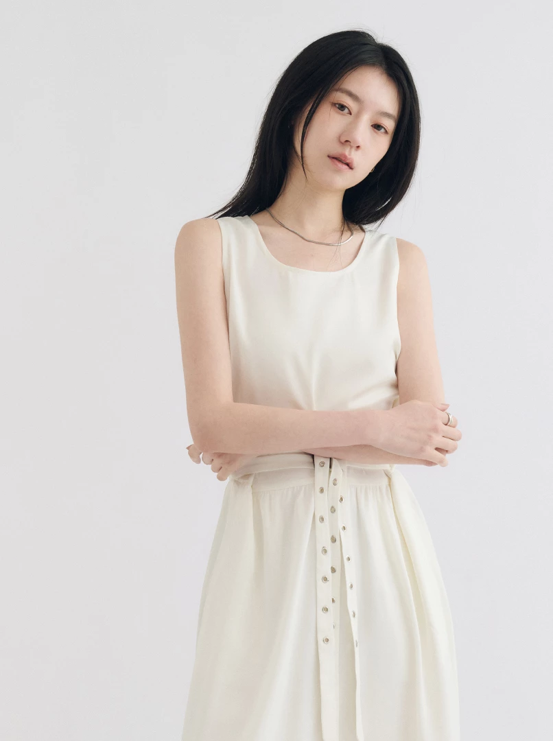 法式腰帶設計背心連身裙