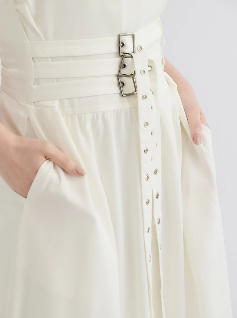 法式腰帶設計背心連身裙