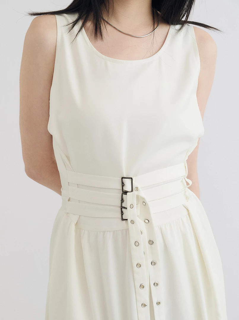 法式腰帶設計背心連身裙