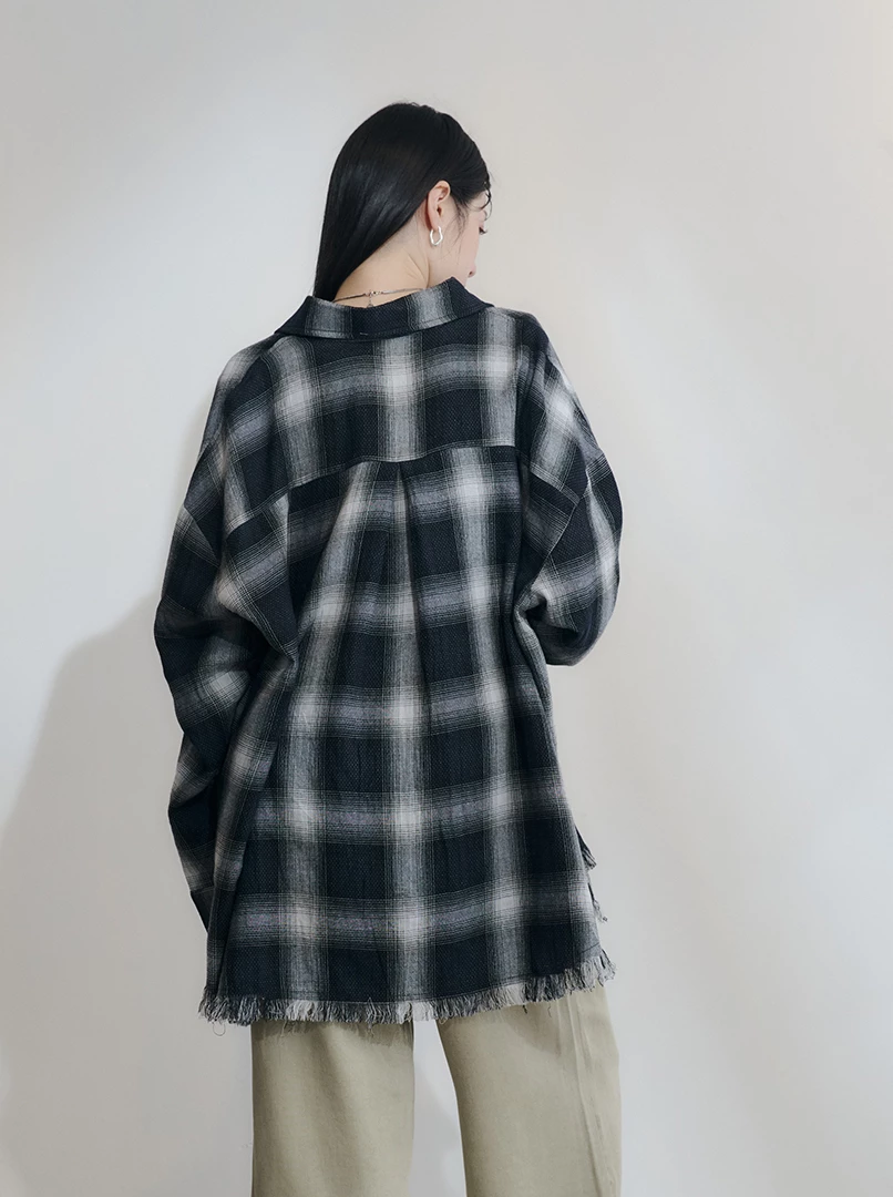 經典格紋流蘇襯衫