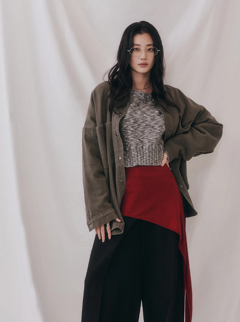 挺版純色口袋工裝襯衫