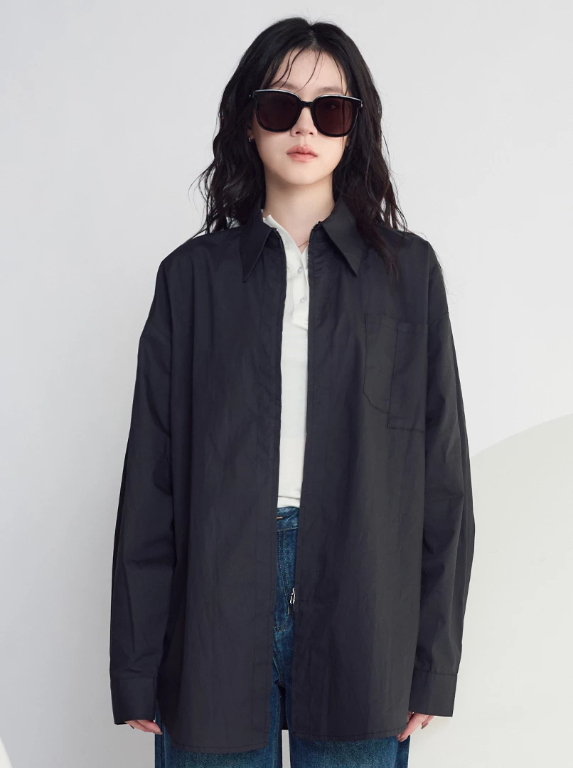 雙拉鍊長袖襯衫