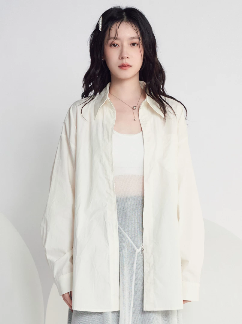 雙拉鍊長袖襯衫