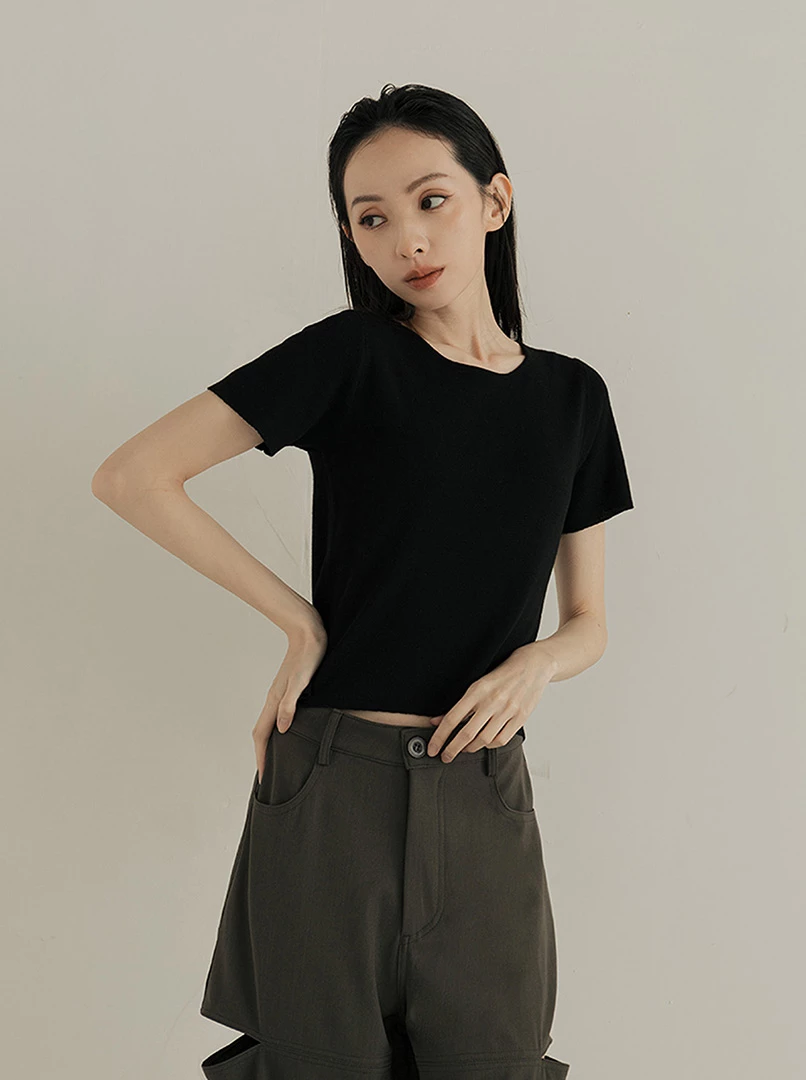 圓領針織短袖上衣