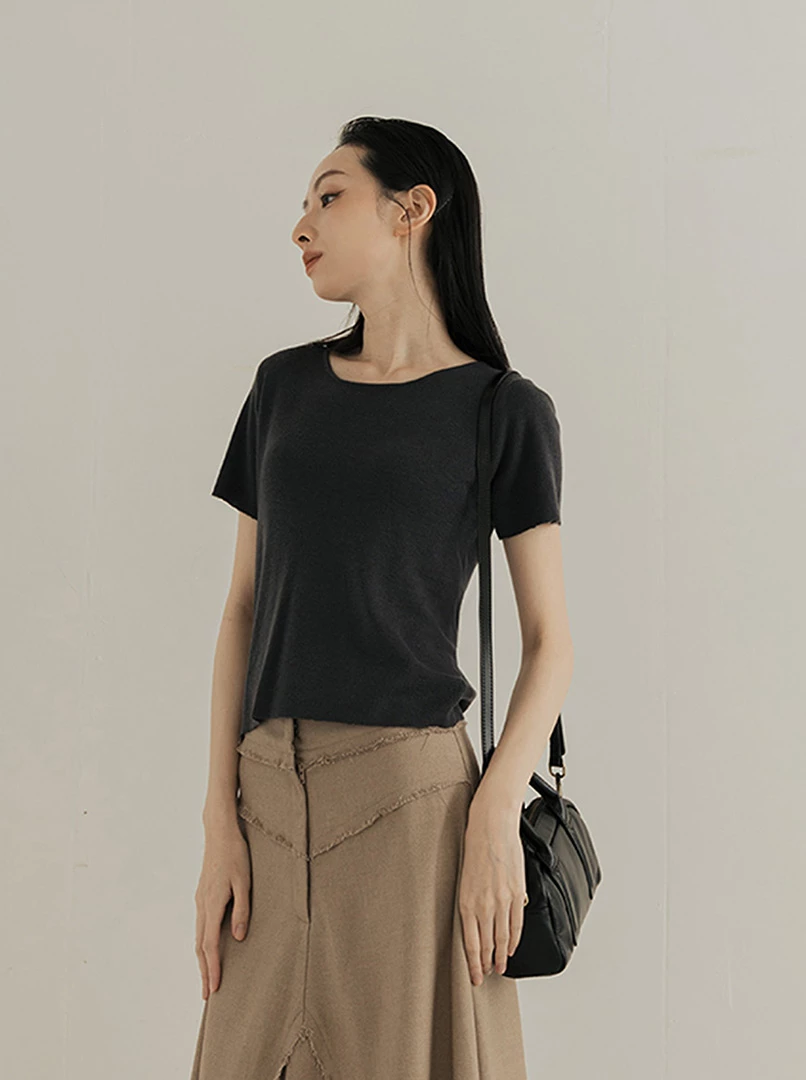 圓領針織短袖上衣