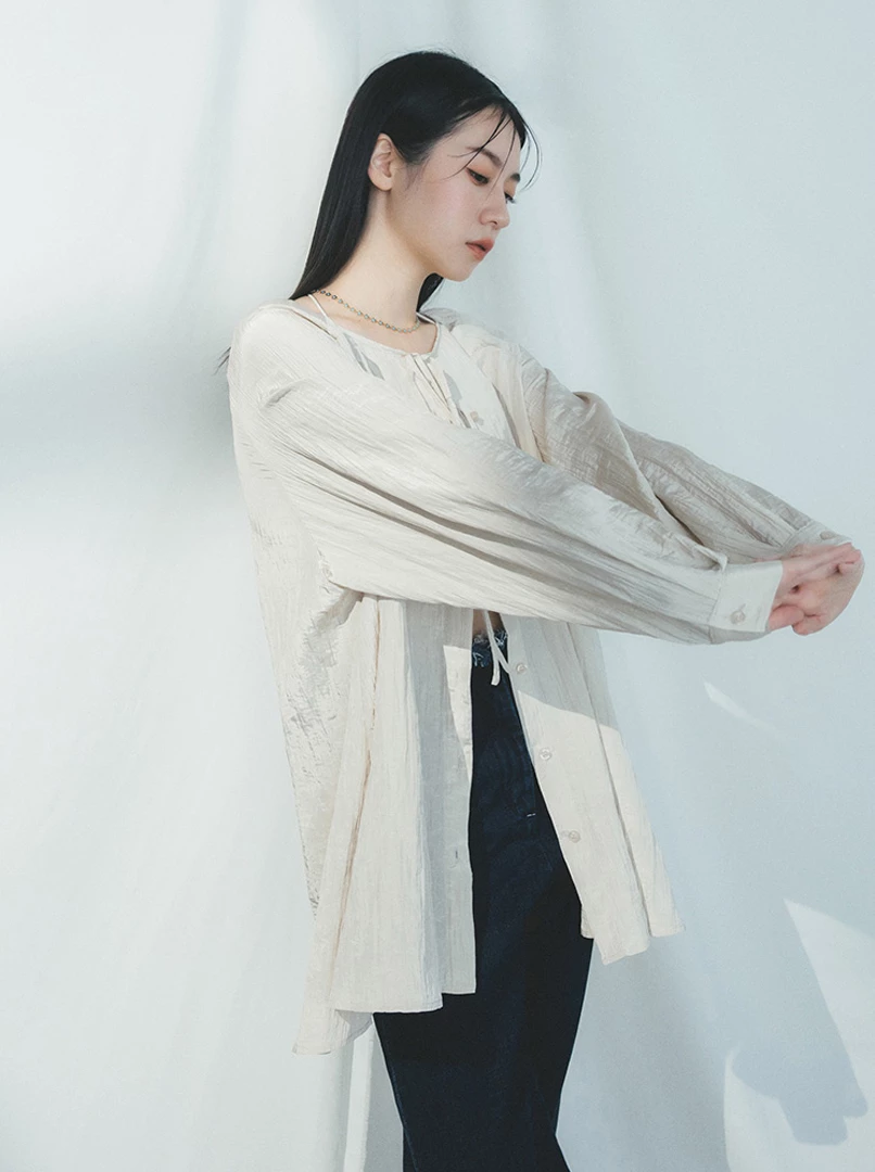 親膚綁帶褶皺上衣