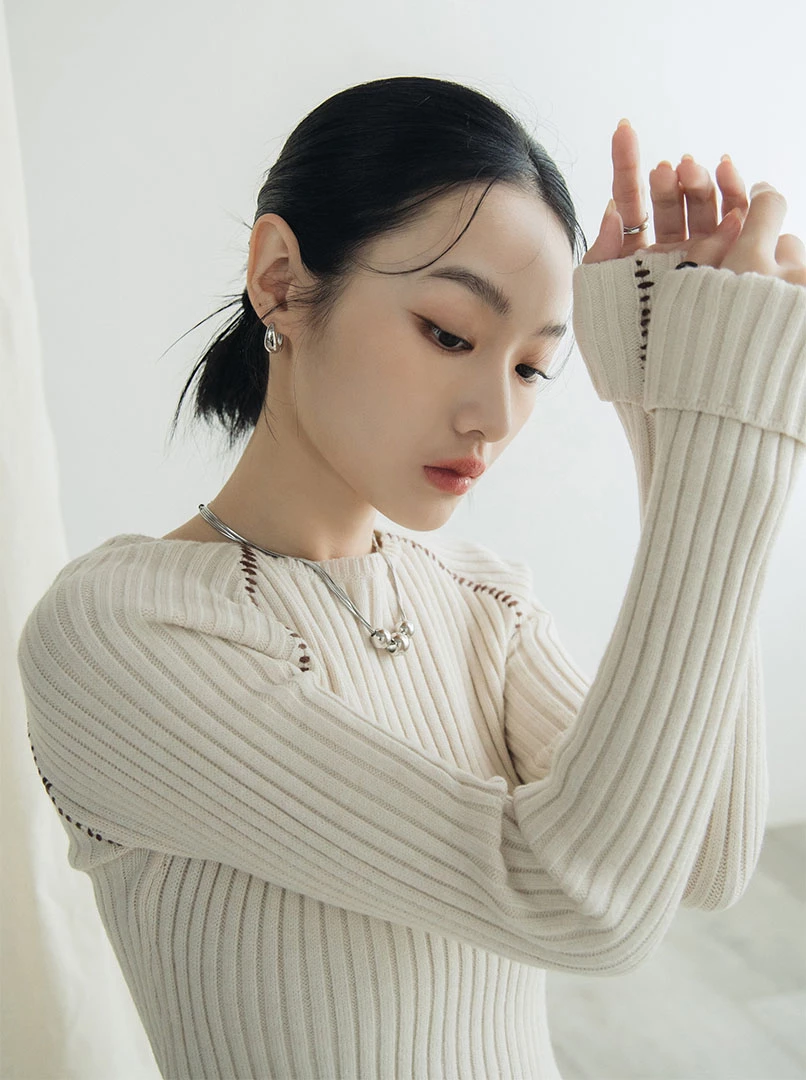 粗豎條紋撞色縫線感上衣