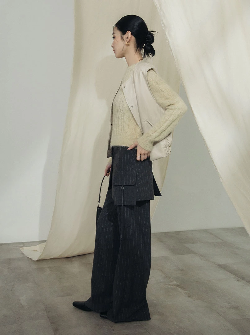 薄毛料菱格混編織紋上衣