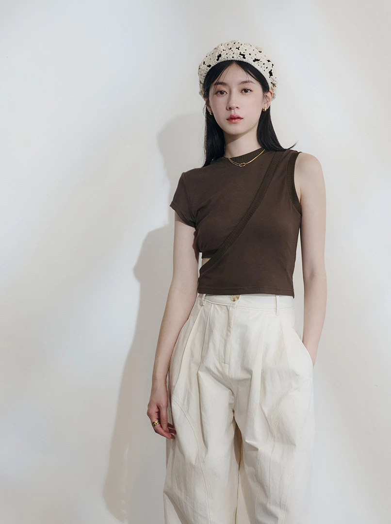 雙設計彈性修身上衣