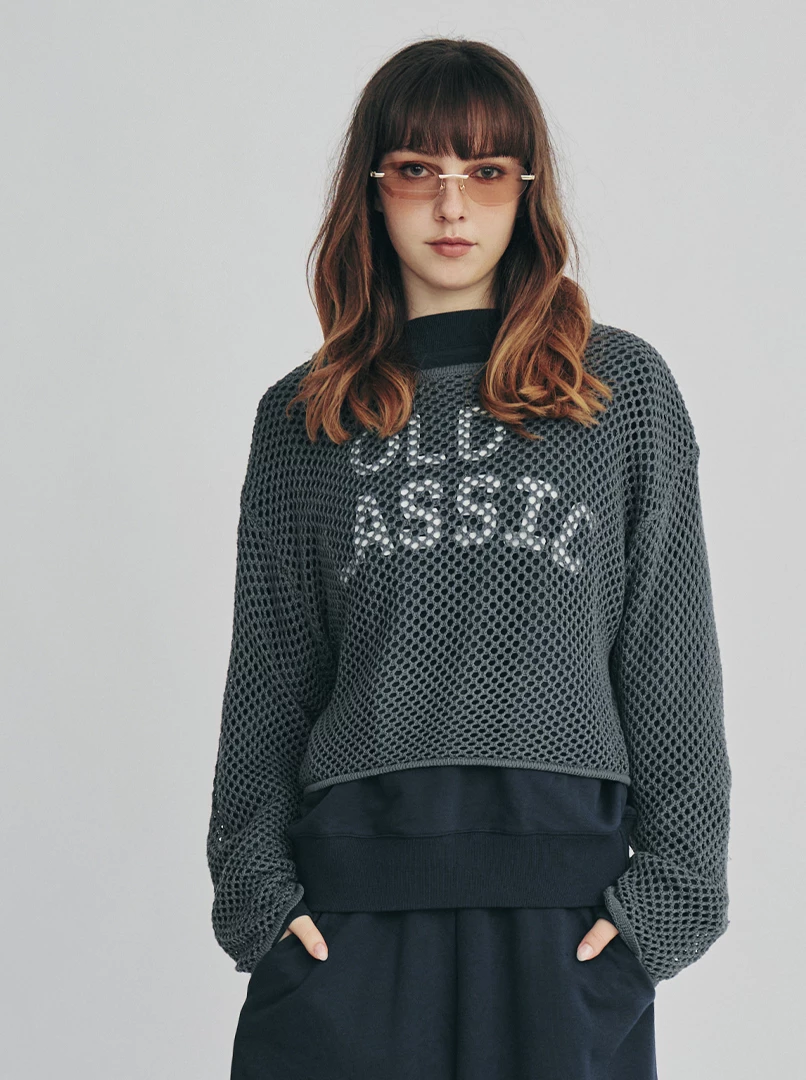 鏤空洞洞可縮口針織罩衫