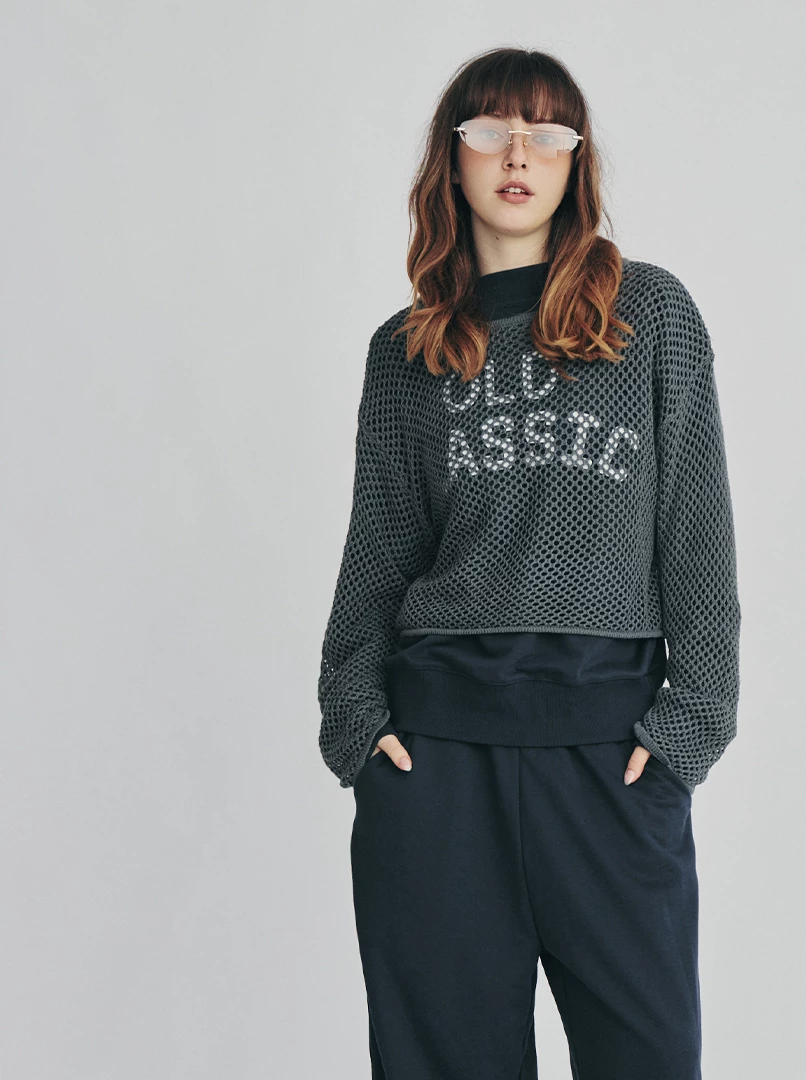 鏤空洞洞可縮口針織罩衫