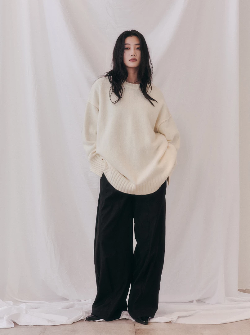 開衩手袖寬鬆大毛衣