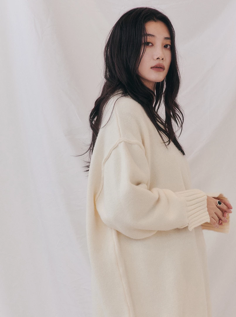 開衩手袖寬鬆大毛衣