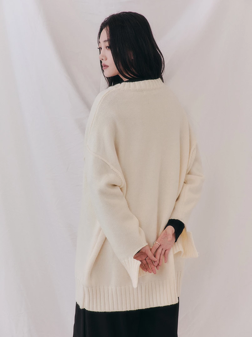 開衩手袖寬鬆大毛衣