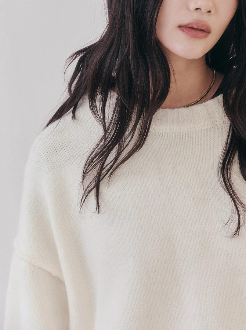 開衩手袖寬鬆大毛衣