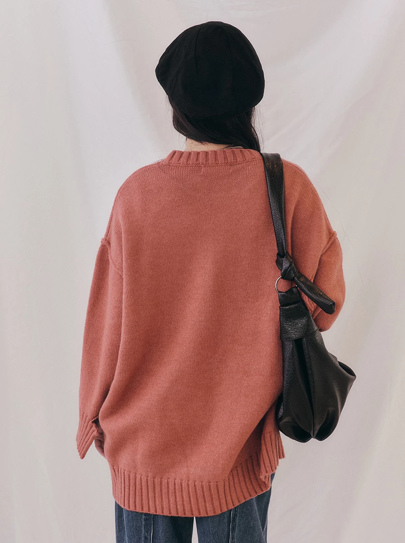 開衩手袖寬鬆大毛衣