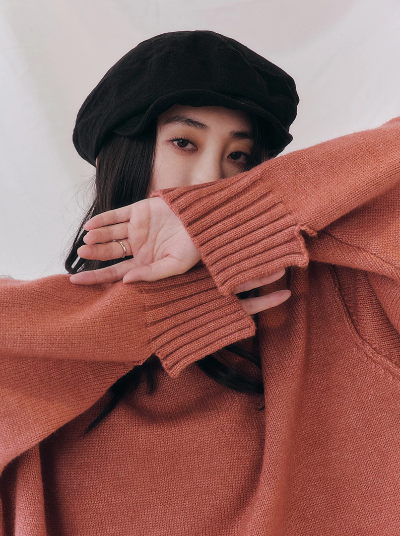 開衩手袖寬鬆大毛衣