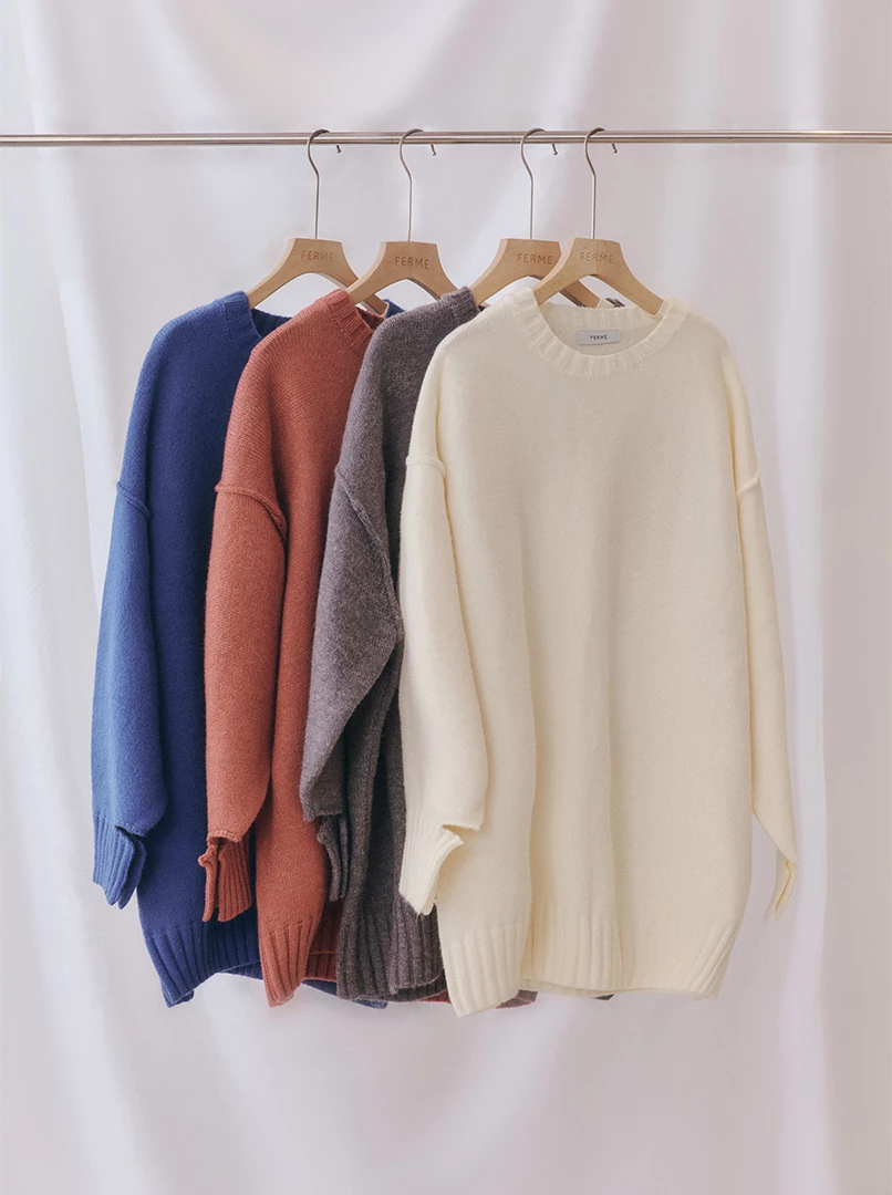 開衩手袖寬鬆大毛衣