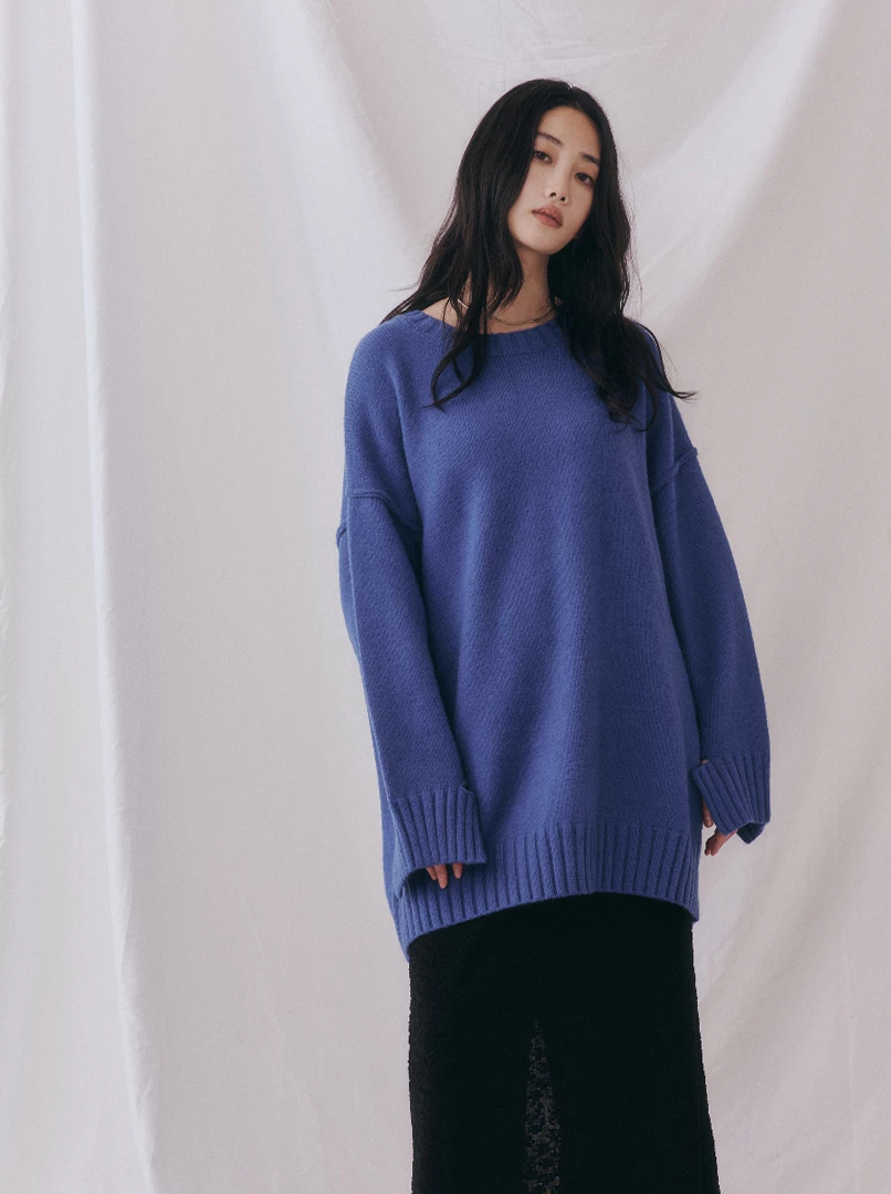 開衩手袖寬鬆大毛衣