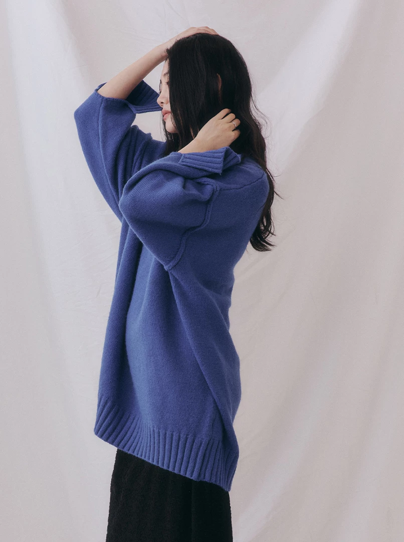 開衩手袖寬鬆大毛衣